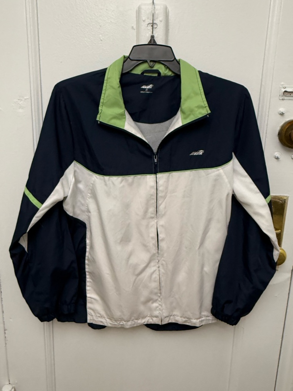 Avia Navy, White & Lime Green Colorblock Zip Up Windbreaker Jacket Size 1X